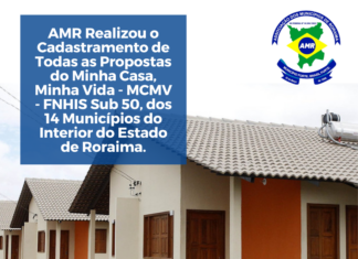 AMR Realizou o Cadastramento de Todas as Propostas do Minha Casa, Minha Vida – MCMV – FNHIS Sub 50, dos 14 Municípios do Interior do Estado de Roraima, conforme relação abaixo: